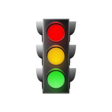 Trafik ışığı beyaz arka planda izole edildi. Vektör illüstrasyonu 