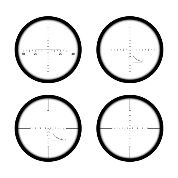 Set Tunuri Lunetist Concentrează Ţintă Binocular Scara Măsurare Ilustrație Vectorială — Vector de stoc