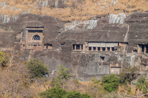 Vista Ajanta Cuevas Budistas Talladas Acantilado Maharasthrastate India — Foto de Stock
