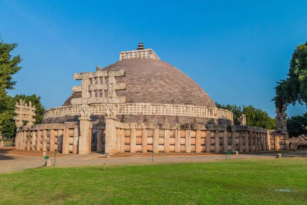 Wielki Stupa Starożytny Pomnik Buddyjski Sanchi Madhya Pradesh Indie — Zdjęcie stockowe