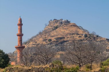 Daulatabad Fort and Chand Minar (Tower of the Moon), Maharashtra state, India clipart