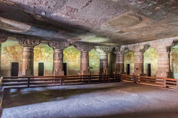 Ajanta India February 2017 Interior Buddhist Cave Carved Cliff Ajanta — Stock Photo, Image