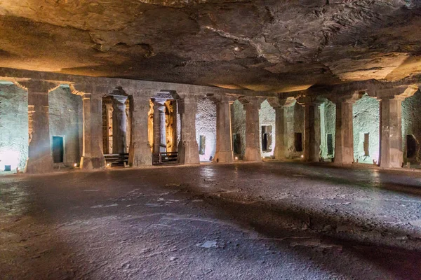 Ajanta Inde Février 2017 Intérieur Une Grotte Bouddhiste Creusée Dans — Photo