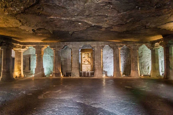 Ajanta India February 2017 Interior Buddhist Monastery Carved Cliff Ajanta — Stock Photo, Image