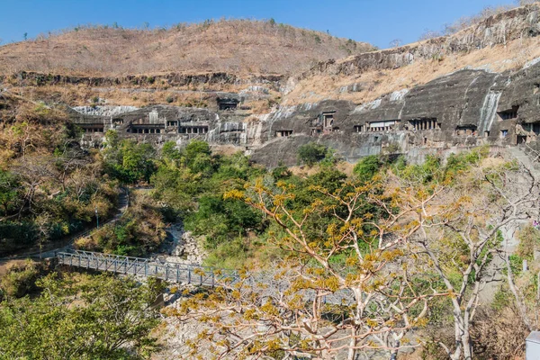 Boeddhistische Grotten Uitgehouwen Een Klif Ajanta Maharasthra Staat India — Stockfoto