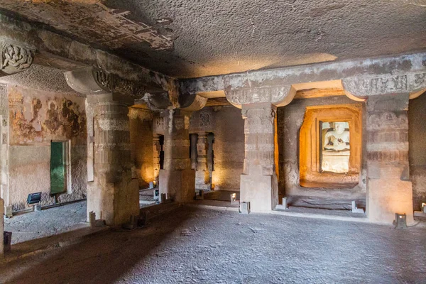 Ajanta India Febrero 2017 Monasterio Vihara Tallado Acantilado Ajanta Estado — Foto de Stock