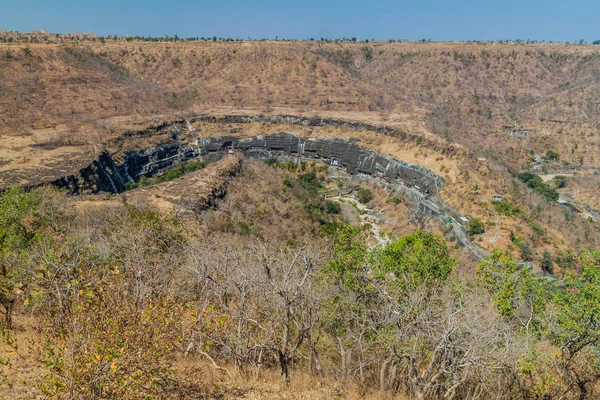 Boeddhistische Grotten Uitgehouwen Een Klif Ajanta Maharasthra Staat India — Stockfoto