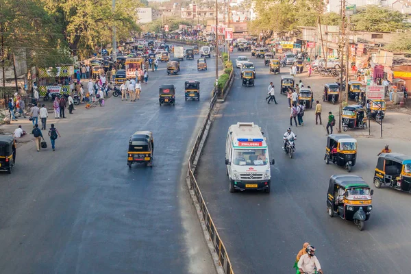 Aurangabad India Febbraio 2017 Veduta Del Traffico Una Strada Nello — Foto Stock