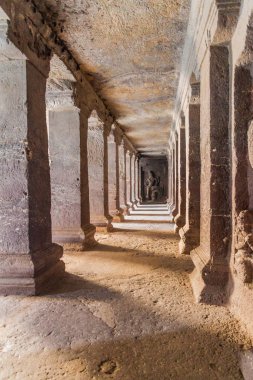 Ellora, Hindistan - 7 Şubat 2017: Kailasa Tapınağı, Maharasthra Eyaleti, Hindistan