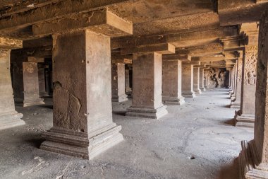 Das Avatara (Vishnu 'nun On İnkarnasyonu) Ellora, Maharasthra Eyaleti, Hindistan' daki Mağara