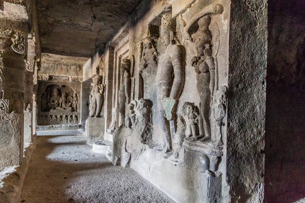 Carvings Das Avatara Tien Anjers Van Vishnu Grot Ellora Maharasthra — Stockfoto