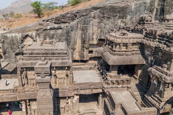 Ellora India Febrero 2017 Templo Kailasa Tallado Ellora Estado Maharasthra —  Fotos de Stock