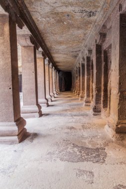 Ellora, Hindistan - 7 Şubat 2017: Kailasa Tapınağı, Maharasthra Eyaleti, Hindistan