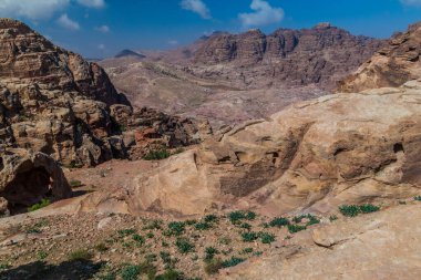 Antik şehrin manzarası Petra, Ürdün