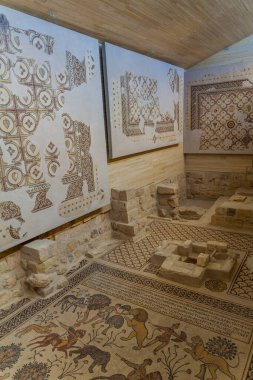 Nebo Dağı, Ürdün - 21 Mart 2017: Nebo Dağı 'ndaki Musa Anıt Kilisesi' nin İçi.