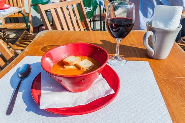 Schüssel Fischsuppe Einem Restaurant Aveiro Portugal — Stockfoto