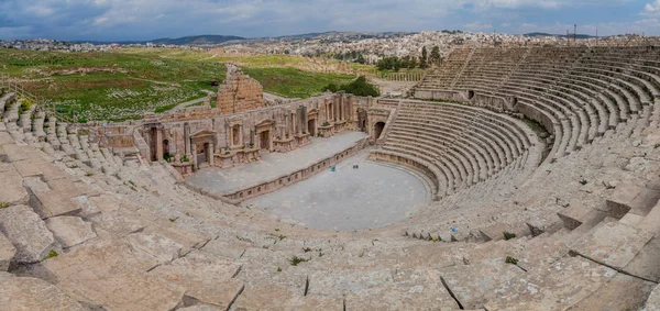 Ερείπια Του Νότιου Θεάτρου Στο Jerash Της Ιορδανίας — Φωτογραφία Αρχείου