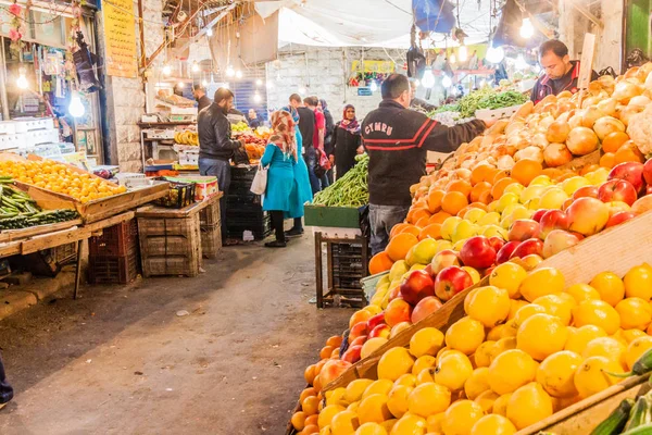 Amman Jordanië Maart 2017 Groenten Fruitmarkt Amman Jordanië — Stockfoto