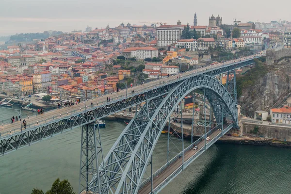 Most Dom Luis Nad Rzeką Douro Porto Portugalia — Zdjęcie stockowe