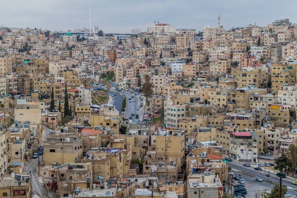 Скайлайн Аммана Домами Крутых Склонах Иордания — стоковое фото