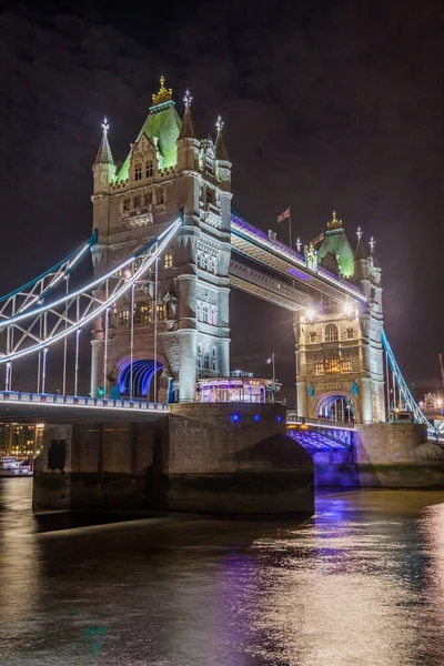 Éjszakai Kilátás Tower Bridge London Egyesült Királyság — Stock Fotó