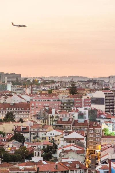 Skyline Noite Lisboa Miradouro Graca Miradouro Portugal — Fotografia de Stock