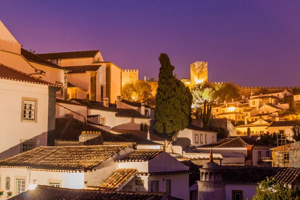 Portekiz Deki Obidos Köyünün Gece Manzarası — Stok fotoğraf