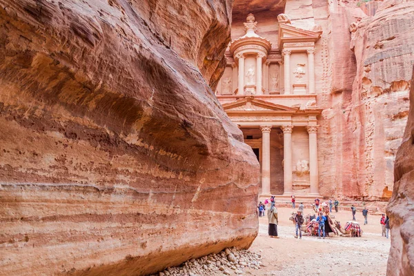 Petra Jordan March 2017 View Khazneh Temple Treasury Ancient City — ストック写真