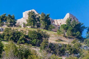 Ajloun, Ürdün 'deki Rabad kalesinin kalıntıları..