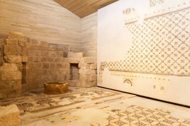 Nebo Dağı, Ürdün - 21 Mart 2017: Nebo Dağı 'ndaki Musa Anıt Kilisesi' nin İçi.