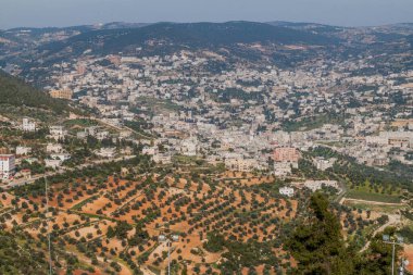 Ürdün Ajloun şehrinin hava manzarası