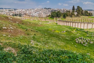 Cardo Maximus sokağı ve antik şehir Jerash, Ürdün