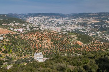 Ürdün Ajloun şehrinin hava manzarası
