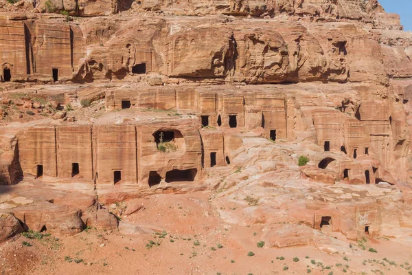 Antik Kentte Taş Mezarları Petra Ürdün — Stok fotoğraf