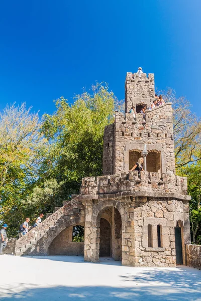 Sintra Portugal Octubre 2017 Torre Piedra Complejo Quinta Regaleira Sintra — Foto de Stock