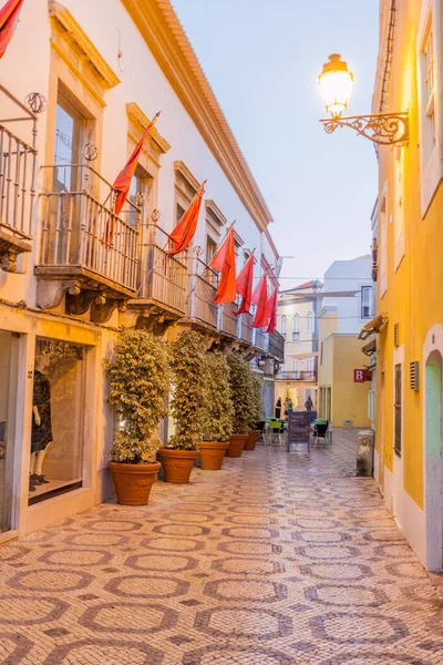 Faro Portugal Octubre 2017 Vista Nocturna Una Calle Centro Faro — Foto de Stock