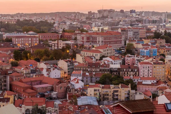 Skyline Evening Lissabon Från Miradouro Gracas Synvinkel Portugal — Stockfoto