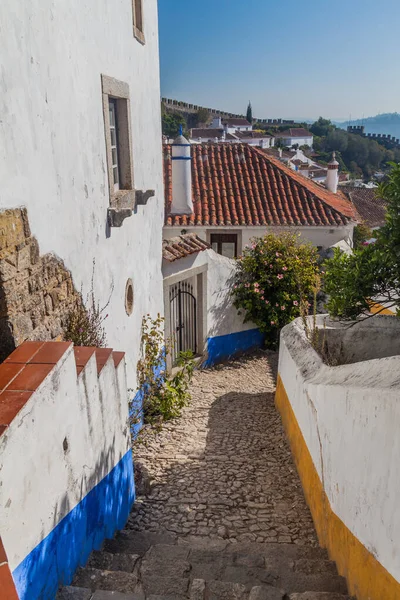 Portekiz Obidos Köyünde Dar Bir Sokak — Stok fotoğraf