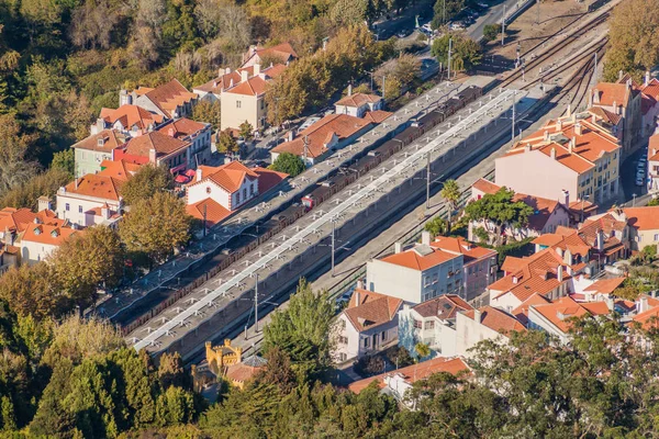 Portekiz Deki Sintra Tren Stasyonu Nun Hava Görüntüsü — Stok fotoğraf