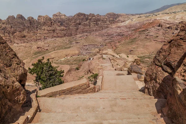 Escadaria Khubtha Trilha Cidade Antiga Petra Jordânia — Fotografia de Stock