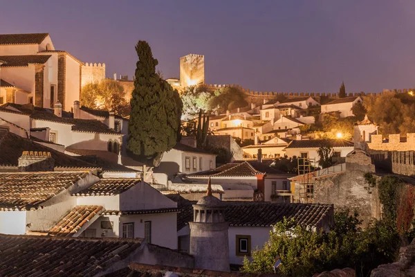 Portekiz Deki Obidos Köyünün Gece Manzarası — Stok fotoğraf