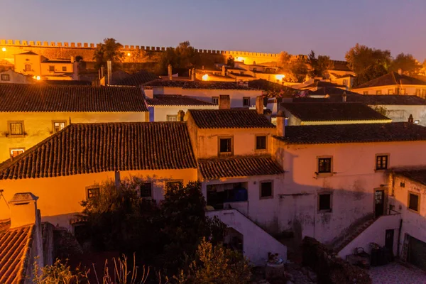 Portekiz Deki Obidos Köyünün Gece Manzarası — Stok fotoğraf