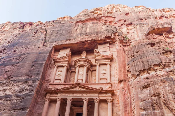 Świątynia Khazneh Skarbiec Starożytnym Mieście Petra Jordania — Zdjęcie stockowe