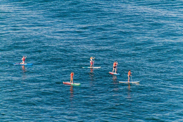 Lagos Portugal Oktober 2017 Stand Paddleboarding Group Sea Lagos Portugal — Stockfoto