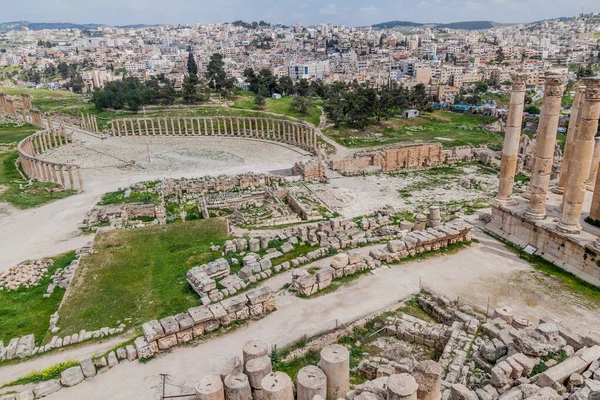 Antik Şehir Jerash Ürdün Forumu — Stok fotoğraf