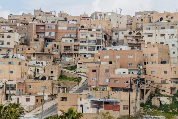 Huizen Van Karak Een Steile Helling Jordanië — Stockfoto