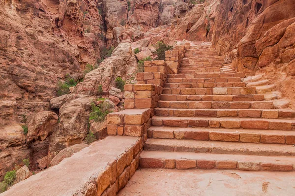 Khubtha Daki Merdivenler Antik Şehir Petra Ürdün — Stok fotoğraf