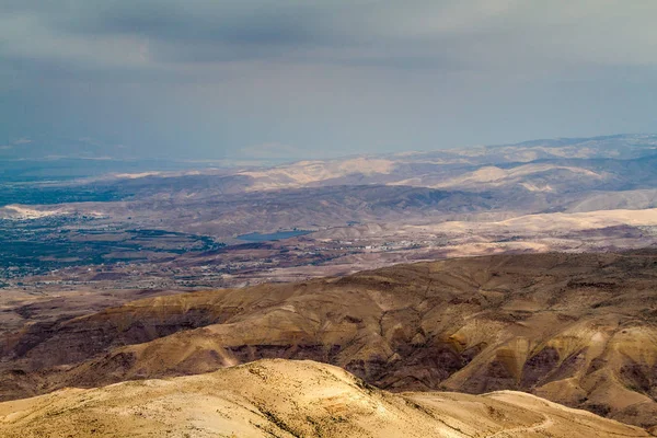 Krajobraz Ziemi Świętej Widziany Góry Nebo Jordania — Zdjęcie stockowe