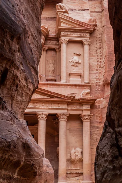 Khaznehtemplet Trasuryn Den Antika Staden Petra Jordanien — Stockfoto