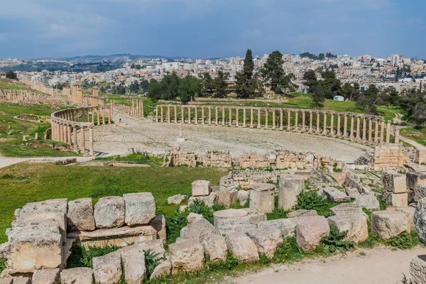 Antik Şehir Jerash Ürdün Forumu — Stok fotoğraf